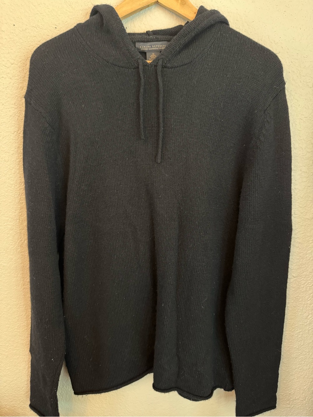 Banana Republic Wool Cashmere Men's Black Hooded Knit Sweater Medium